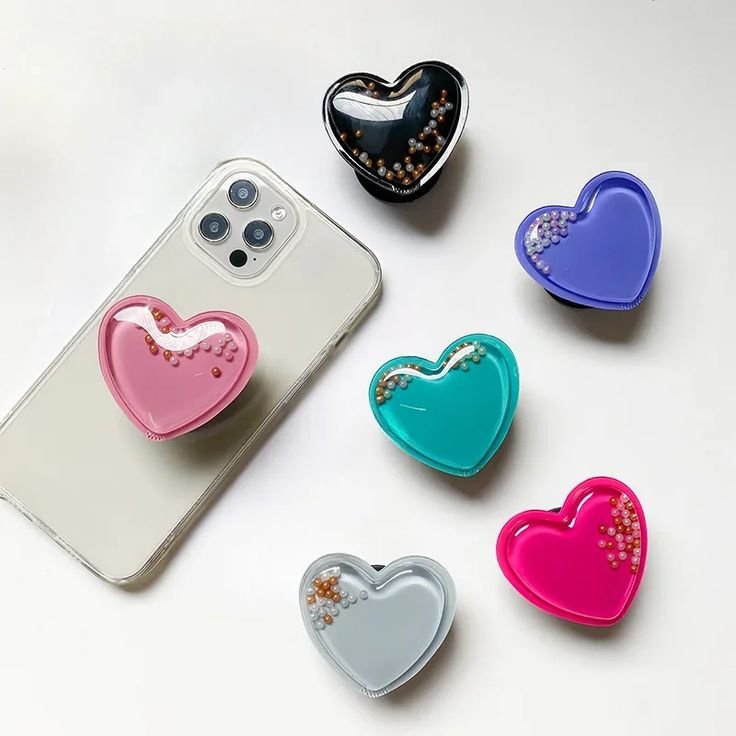 Heart Pop Socket lucu bentuk hati warna-warni untuk handphone